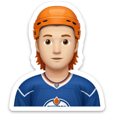 Edmonton oiler hockey player with a blind mullet sticker
