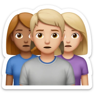 a person feeling nervous in a group sticker