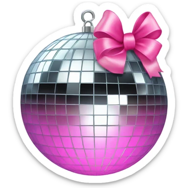 disco ball with pink bow on the top  sticker