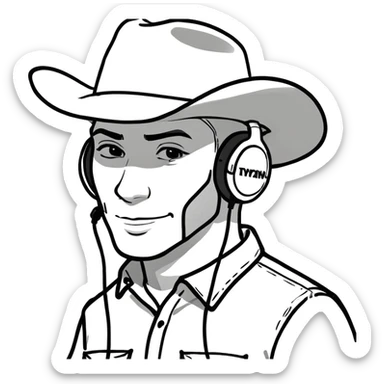 cowboy wearing headphones  sticker