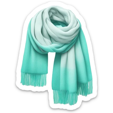 Realistic tiffany blue winter scarf isolated.  sticker