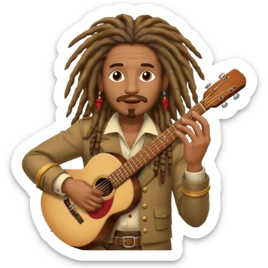 Musician with dreadlocks and Cuba ciga and guitar sticker