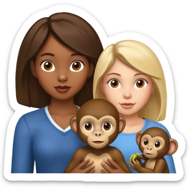 Black girl and white girl with a monkey sticker