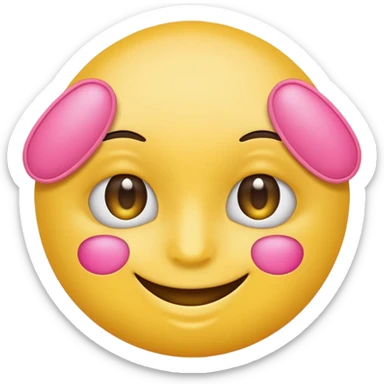 Standard Yellow emoji with pink under eye patches sticker