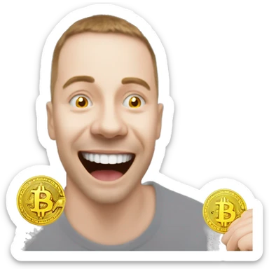 smily face with bitcoin eyes sticker