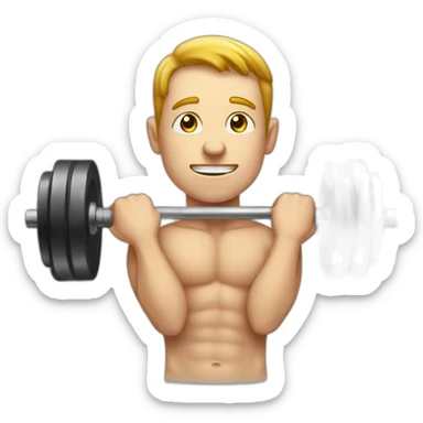 a white man presses a barbell from his chest sticker