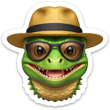 capitalist iguana head with black reflex sunglasses and hat smiling sarcastically sticker