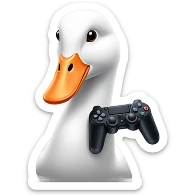 Goose holding a PlayStation controller in its mouth sticker