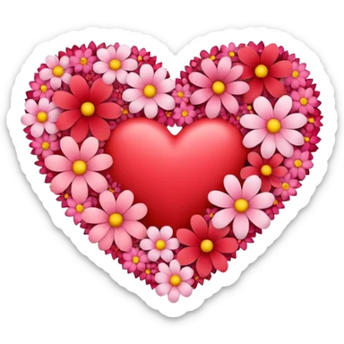 a heart made of flowers sticker