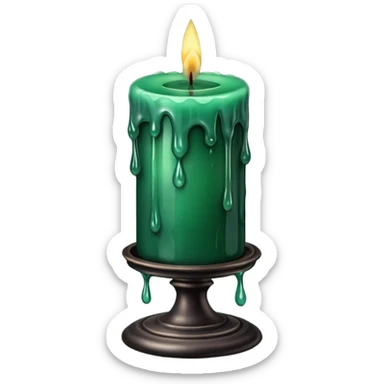 dark gloomy emerald candle in stand with gloomy fog around sticker