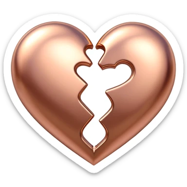 Two rose gold hearts interlinked, metallic finish sticker