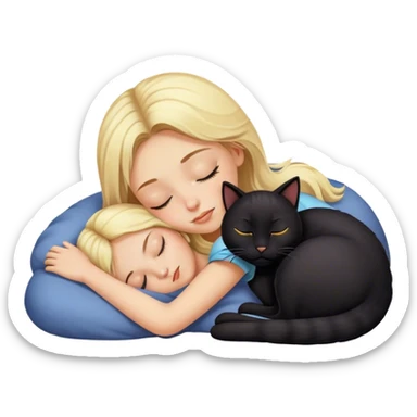 Blonde girl sleeping with black cat sticker
