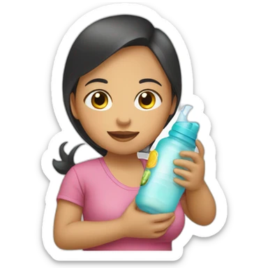 Indonesian girl with baby bottle sticker