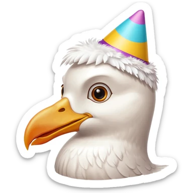 A seagull head with a party hat, without the body sticker
