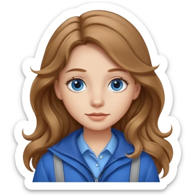 Girl with light brown wavy long hair and blue eyes who likes to travel sticker