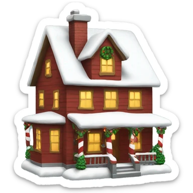 X-mas house with santa sticker