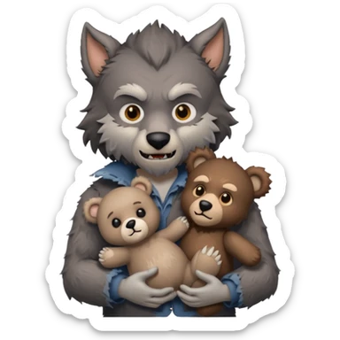 Werewolf with teddy bear toy  sticker