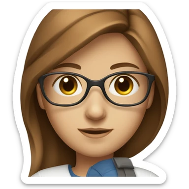 developer girl with laptop brown-hair and blue eyes sticker