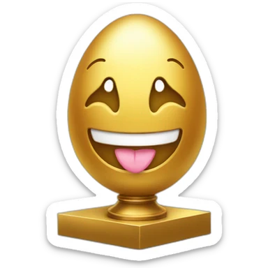 smiling golden egg on a pedestal sticker