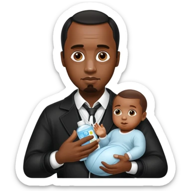p diddy holding baby oil sticker
