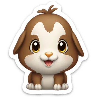 A brown rabbit and penguin mixed sticker