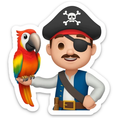 pirate and parrot sticker