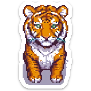 Add a pixel art jungle background while keeping the tiger as the main focus. sticker
