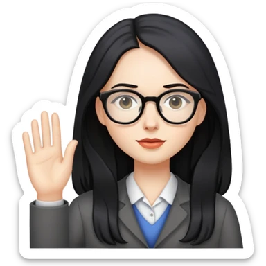 Pale girl with long black hair teacher sticker