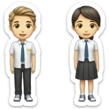 Primary school boy and girl sticker