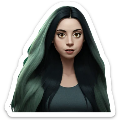 girl with long black hair sticker