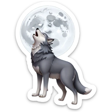 wolf howling at the moon sticker