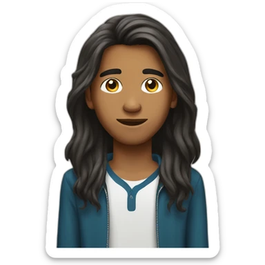 indian american teenager boy long hair sticker