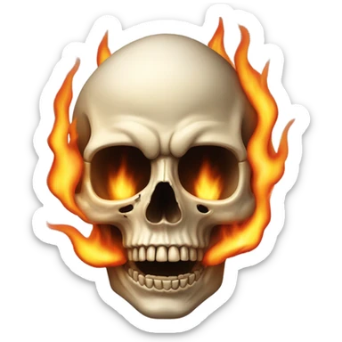 skull on fire sticker