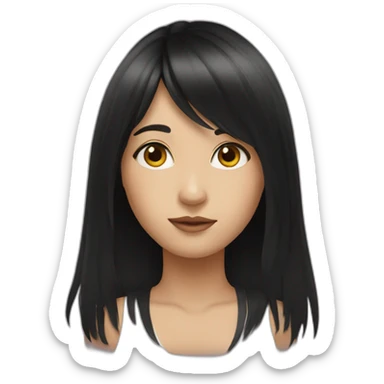 girl with long black hair and fringe sticker