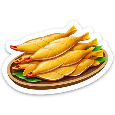 Nanjing Salted Duck sliced pieces with glistening skin, simplified emoji style with bold outlines and bright colors, cartoon style Jiangsu specialty Ya Xue sticker