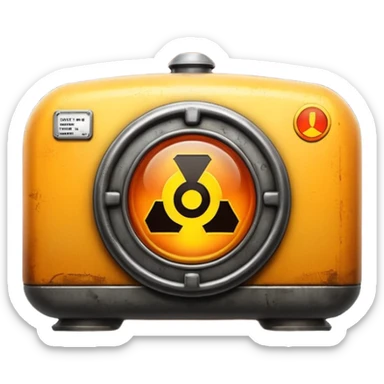 Minimal logo emoji with a glowing amber industrial emblem above bold text reading “THE FACILITY”, dark background, clean typography, sci-fi bunker aesthetic, high contrast, sticker