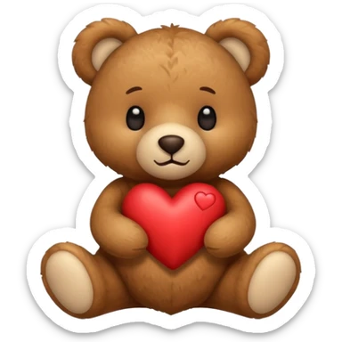 Teddy with heart on top sticker