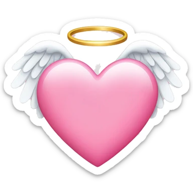 a pink heart with small angel wings and a halo sticker