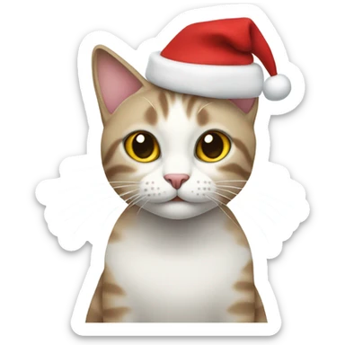 Cat with Christmas greeting sticker