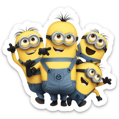 Five Minions talking in group  sticker