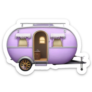 Realistic light purple vintage round gypsy caravan wagon camper sticker