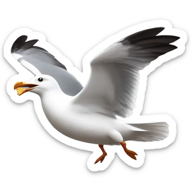 seagull swooping to steal a chip sticker