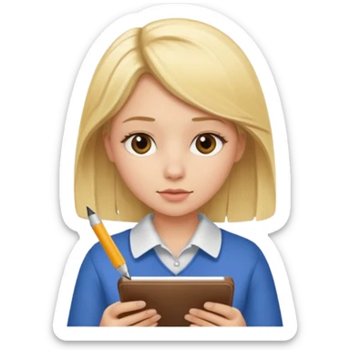 Blonde Girl taking notes  sticker