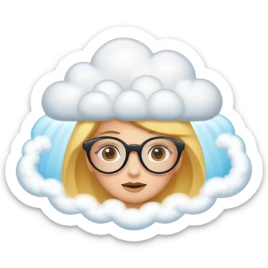 Una cara con lentes de sol oscuros que, en lugar de boca, tiene una pequeña línea curva muy relajada, y está flotando sobre una nube esponjosa o recostada en una hamaca que cuelga de las esquinas del emoji. sticker