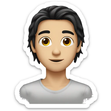 european teenager boy long black hair sticker