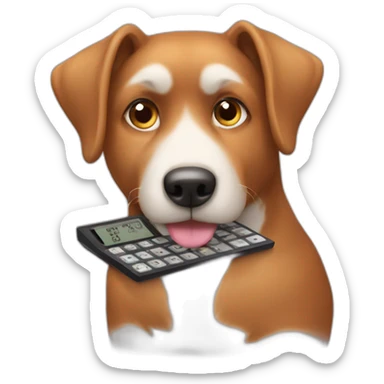 dog using calculator sticker