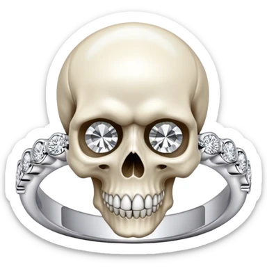 Skull wearing white gold diamond ring  sticker