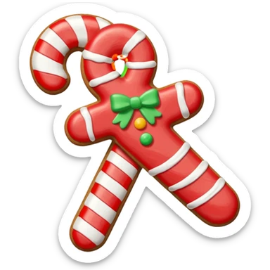 gingerbread cookie in candy cane shape sticker