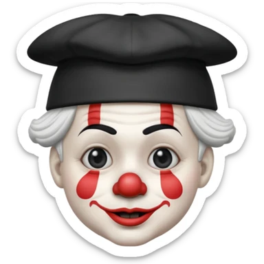 маленький озлобленный клоун в черно-белых тонах в маленькой шляпе-колпаке (никаких других цветов)

черно-белое лицо, черно-белые волосы sticker