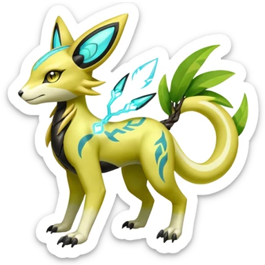  Exotic Tropical Meloetta-Electrike-Zygarde-Zeraora-Renamon-Protogen-Palkia-hybrid-fusion-Fakémon-creature, full body sticker